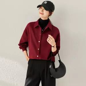 여성셔츠 가을 루즈핏 캐주얼 코디 상의 빈티지 레이어드 긴팔 셔츠 심쿵빛