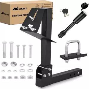 Nilight 트레일러 히치 스페어 타이어 캐리어 조절 가능 트럭 SUV ATV UTV용 마운트 2인치 리시버 4 및 5 6