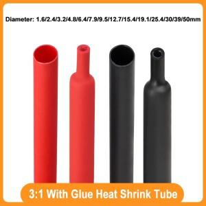 1M ~ 20M 3:1 열수축 튜브 검정색/빨간색 접착제 포함 폴리올레핀 다양한 비율 와이어 케이블 슬리브 1.6mm