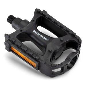 슈윈 합금 또는 복합 자전거 페달, 실버 블랙, 2개 세트, 내구성, 9/16인치 1/2인치 및 9/16인치는 대부분의 자전거, 간편한 설치, 교체용 페달에 적합합니다
