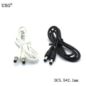 DC 5.5x2.1mm 1M 전원 커넥터 연장 와이어 케이블 포함 흑백 코드 남성-남성 LED 또는 CCTV 자동차 충전기