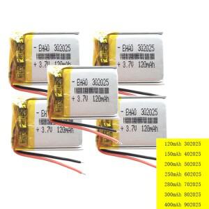 5x개 3.7V 120mAh ~ 400mAh 리포 충전식 배터리 MP3 GPS 블루투스 스피커 헤드셋 302025