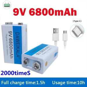 9V 6800mAh 리튬 이온 충전지 마이크로 USB 배터리 9v 멀티 미터 장난감 원격 제어 KTV 사용