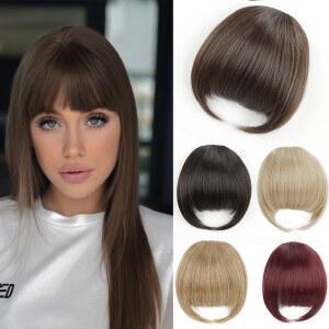 클립형 가발 앞머리 연장 투명 클립 앞머리 얇은 머리 여성용 헤어템플 커버 합성 곡선 앞머리