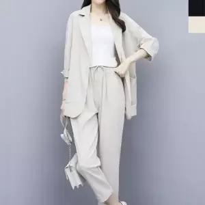 여자여름정장세트 1P 롤업 자켓 밴딩팬츠 세미정장