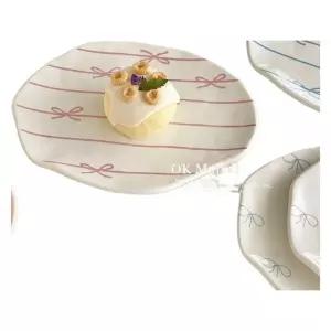 리본 핑크 예쁜 디저트 버터나이프 잼나이프 접시 샐러드