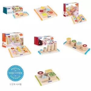 유아 인지 감각발달 도형 퍼즐 원목교구 스탭1 7종 점선면학습 상상력놀이