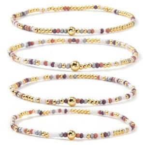 보흐산티움 골드 비즈 여성용 핸드메이드 보흐 스트레치 도금 볼 컬러풀 시드 팔찌 세트 스태커블 가을 보석 액세서리 휴가 우정 선물