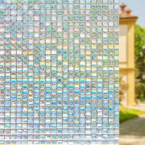 볼카닉스 윈도우 프라이버시 필름 레인보우 정적 클리닝 3D 데칼 스티커를 부착하여 유리 도어 홈 열 제어 안티 UV 17.5 x 78.7 인치