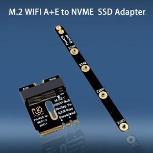 M.2 A+E-NVME SSD 어댑터 WIFI 인터페이스 A/E 키-M 키 PCIE 4.0 라이저 카드(2230 2242 2260 NVME 브래킷