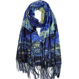 VENVSBEE 리버서블 스카프 소프트 라지 숄 랩 담요 양면 아트 프린트 따뜻한 파슈미나 스톨스 클림트 반 고흐 선물