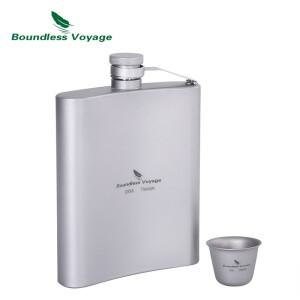 Boundless Voyage 티타늄 힙 플라스크 술 컵 세트 야외 캠핑 하이킹 여행 피크닉 위스키 와인 차 플래그 머
