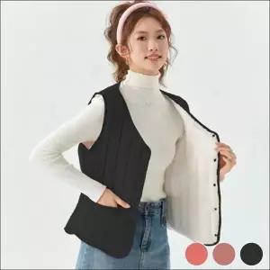 레이어드 방한쪼끼 베스트 여자 기모 패딩조끼 겨울 털안감