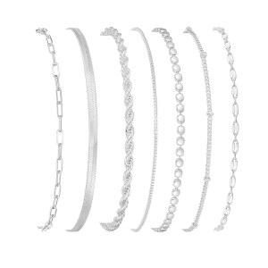 여성용 케일린 실버 팔찌 트렌디 방수 다인 스택 조절 가능한 레이어드 세트 미니멀리스트 패션 주얼리