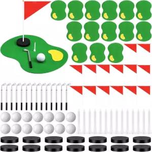 Lunmon 14 세트 골프 센터피스 테이블 장식 파티 용품 그린 펠트 볼펜 볼 레드 플래그 그라운드 크 스포츠