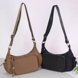 캐주얼 반달 크로스백 가벼운 여성 여행용 패브릭 가방