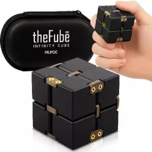 필포크 더퓨브 인피니티 큐브 피젯 장난감 - 케이스가 있는 알루미늄 매직 튼튼하고 무겁고 스트레스와