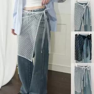 여성 레이어드 치마 레이스 시스루 랩 스커트