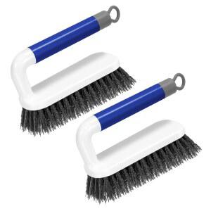 세트세일 스크럽 브러시, 손잡이가 달린 소형 청소 욕실, 욕조, 주방, 싱크대, 바닥, 카펫, 2팩(블루) 청소용 컴포트 그립 샤워 스크러버