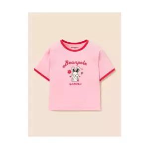 빈폴 키즈 그래픽 링거 반팔 티셔츠 라이트 핑크 (BI5342U13Y) 308484