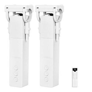 태양열 패널, 리모컨 앱/타이머, 고성능 모터, 알렉사와 호환되는 작업, Google 홈, 홈킷(화이트-2pc)을 갖춘 키고 자동 커튼 오프너 및 클로저 스마트