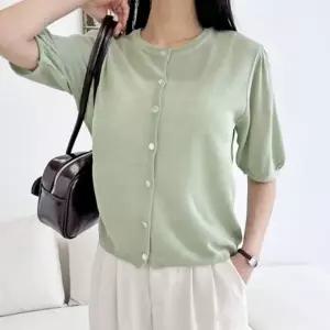 린넨 여성 가디건 얇은 퍼프 여자 반파 가디건 5색