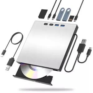 CD롬 플레이어 7-in-1 외부 CDDVD 드 USB30 Type-C 휴대용 CD DVD RW 리더 버너노트북 PC용 SD TF 카드 슬