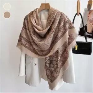 여성 린넨 사각 숄 스카프 페이즐리 패턴 빅사이즈