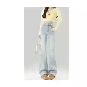 여성용 배기핏 청바지 연청 가을 겨울 하이웨스트 슬림핏 스판 바지 KS4