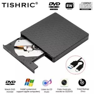 CD롬 플레이어 TISHRIC 외장형 드 데스크탑 노트북용 DVD-RW USB 30 C CD ROM 디스크 리더기 DVD