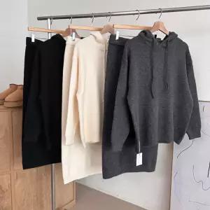 밀로 니트 SET 후드 탑 밴딩 스커트 세트