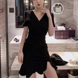 [라일리여성의류] Rly 스몰 미니드레스 여행 검정 롱스커트 트렌드 스타