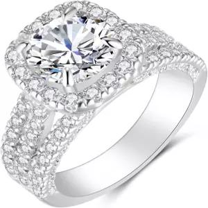 CEJUG 18K 화이트 골드 도금 큐빅 지르코니아 헤일로 약혼 여성 웨딩 밴드 브라이덜 링 세트 사이즈 6-10