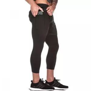 남성용 허리밴딩 스포츠 레깅스 반바지 투인원 트레이닝웨어