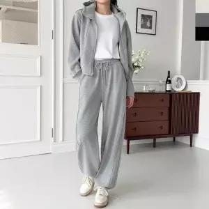 GBB FW1053W 여자 투웨이 포근 기모 후드집업 라인 와이드 트레이닝 세트