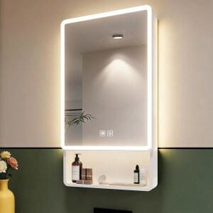 바센지 19인치 x35인치 조명 약장, 수납 터치스크린 스위치가 있는 욕실 거울, 김서림 방지, 조절 가능한 밝기 선반이 알루미늄 캐비닛, 이발소