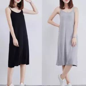 민소매 끈나시 미디 원피스 신축성 무지 여름 홈웨어 WEE9296