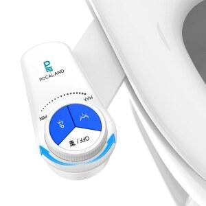 변기용 비데 부착, 압력 조절 기능이 있는 비전기식 냉수 비데, 전면 및 후면 세척용 듀얼 노즐, 여성용 올드 화이트용 접이식 셀프 클리닝