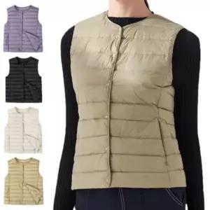 똑딱이단추 경량 파우치포함 패딩조끼 슬림핏 여성 겨울 야외활동 늦가을 조끼패딩