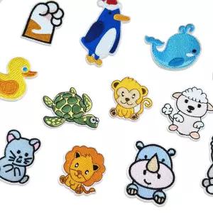 다림질접착 가방 옷 꾸미기 애니멀 동물 와펜 패치 15개 세트와 수선와팬 의류스티커 테이프 리폼 자수