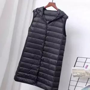 [골드스마일]후드 여성 롱 패딩 조끼 덕다운 여성 경량 패딩 조끼