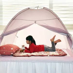원터치 난방텐트 소형 1인용 침대 보온 텐트 2중 지퍼 고정밴드 차박 아이방 3색상