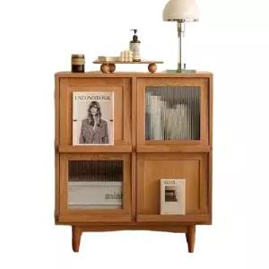 원목 다용도 진열장 책꽂이 유리 책장 수납장