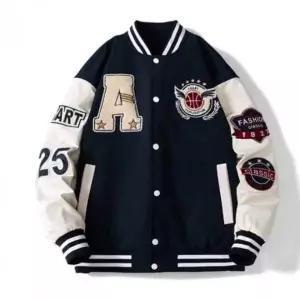 남성용 스탠다드 간절기 야구 점퍼 가죽 패치 차이나 잠바 봄 자켓