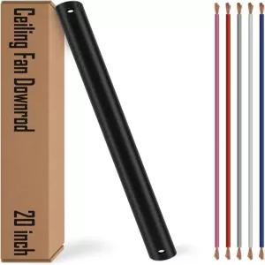 20인치 천장 선풍기 다운로드 조명이 있는 선풍기용 블랙 전선이 익스텐션 외경 1인치 및 액세서리 교체