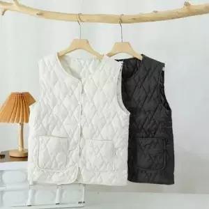 얇은 여성 경량 패딩 조끼 누빔 여자 퀼팅 조끼 라운드
