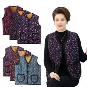 [콩심팥심]실내외 겨울조끼 패션조끼 털조끼 화려한 수면조끼 조