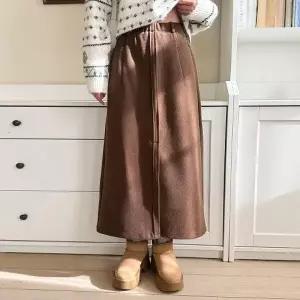 [다잇템] 여성 고무줄 롱 슬릿 FW 보온 스커트_24095185_588872