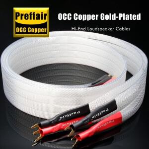 페어 팔트 스피커 케이블 8N OCC 은도금 리본 와이어 Y 스페이드 4mm BFA 바나나 플러그로 앰프 및