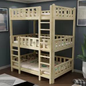 나무 원목 3층 침대 다자녀 휴게실 분리형 삼형제 기숙사 숙소 원룸